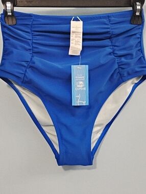 NWT Cupshe Royal Blue High-Waist Ruched Swim Bottom Size Small